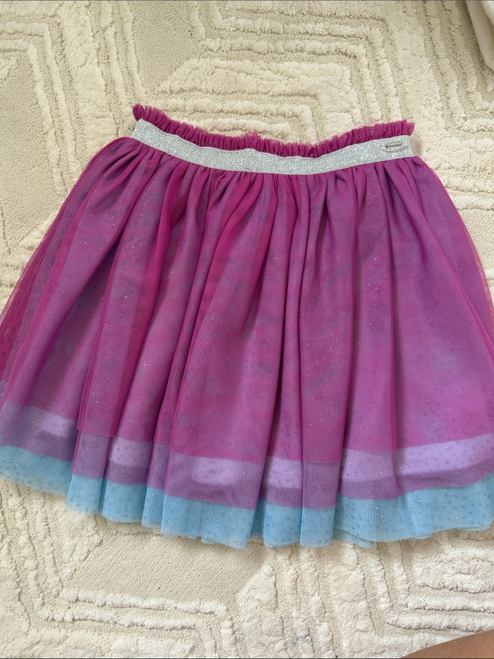 American Girl Pink and Light Blue Layered Tulle Skirt with Silver Waistband